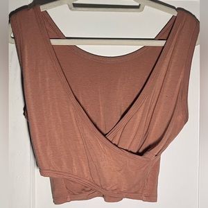 Tan cross back crop top